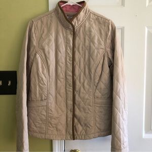 Lilly Pulitzer Tan Quilted Jacket Lined in Pink